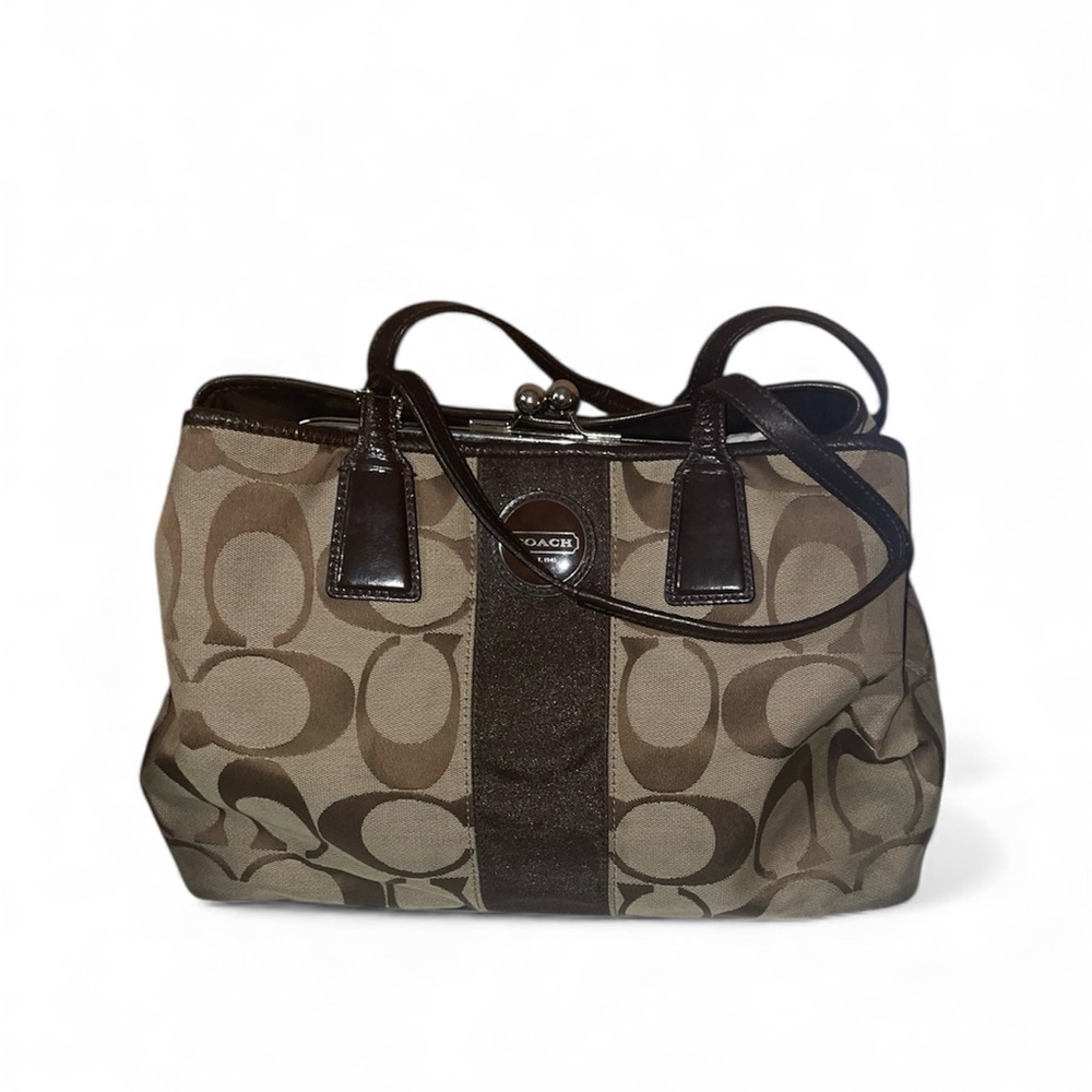 Coach  Signature C Kisslock Framed Carryall